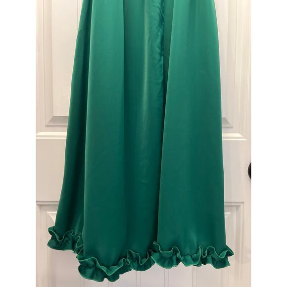 Unbranded Women’s Date Night One Shoulder Belted Flowy Maxi Dress Size L Green - Picture 8 of 9